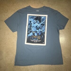 WWE Wrestle Mania X8 Icon Rock Vs Hulk Hogan Blue Graphic T-Shirt XL